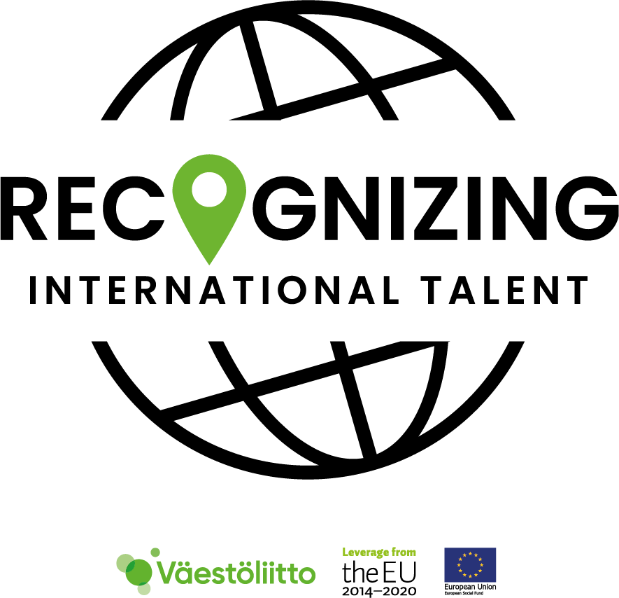 Väestöliiton Recognizing International Talent -merkki.