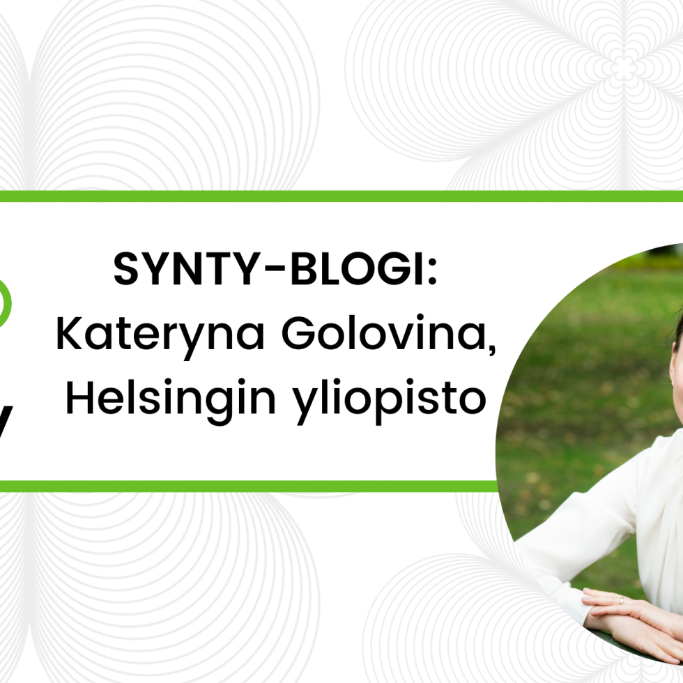 Synty-blogin tunnus ja siibä kirjoittaja kuva ja teksti Kataryna Golovina, Helsingin yliopisto.